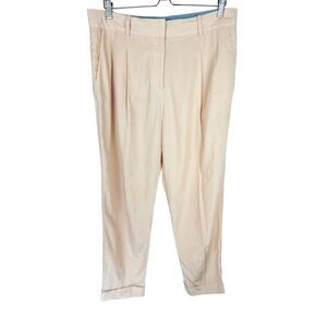 Cos Women's 10 High Waist Pleated Trouser Pants Neutral Color Rolled Hem